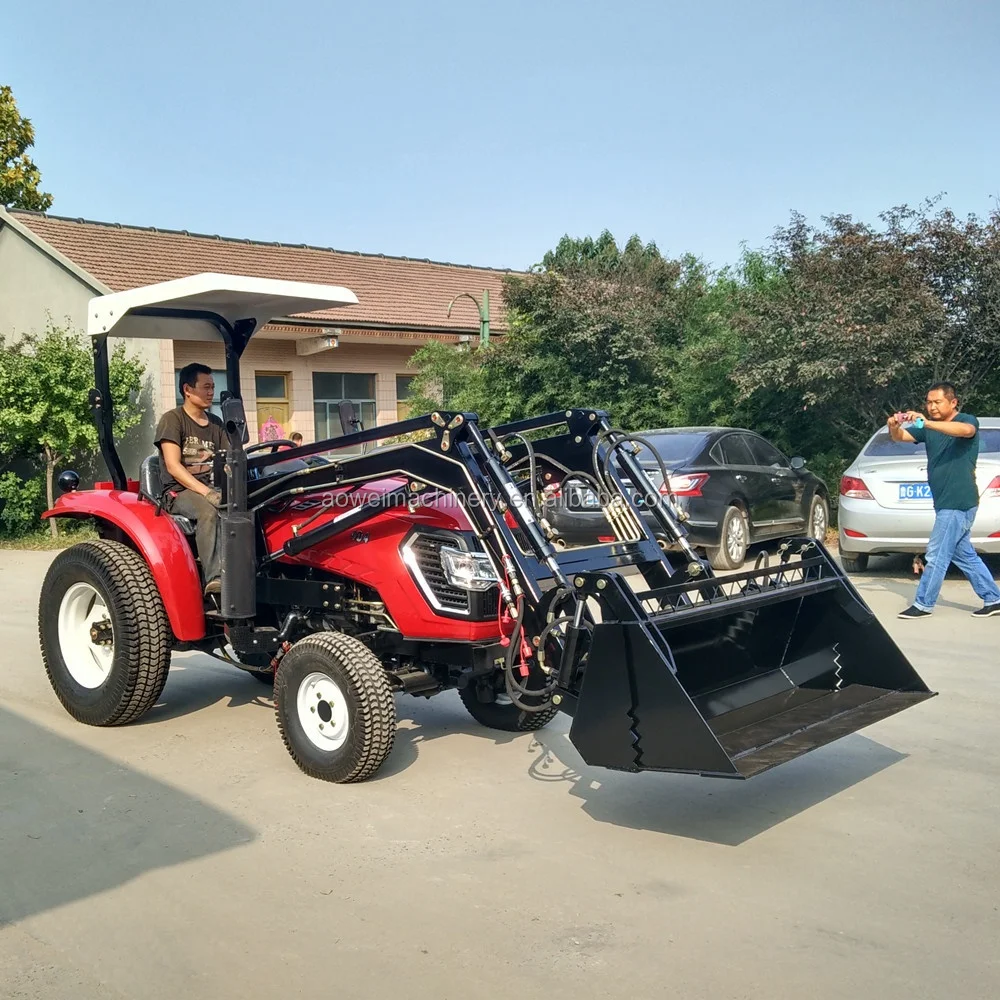 Mini Tractor with Front End Loader and Backhoe Remote Control Electric Robot Riding on Lawn Mower Tractor