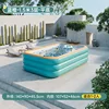 Piscina hinchable de fondo plano azul-naranja de 3 niveles y 15 m
