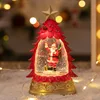 red backpack-elderly man-christmas tree