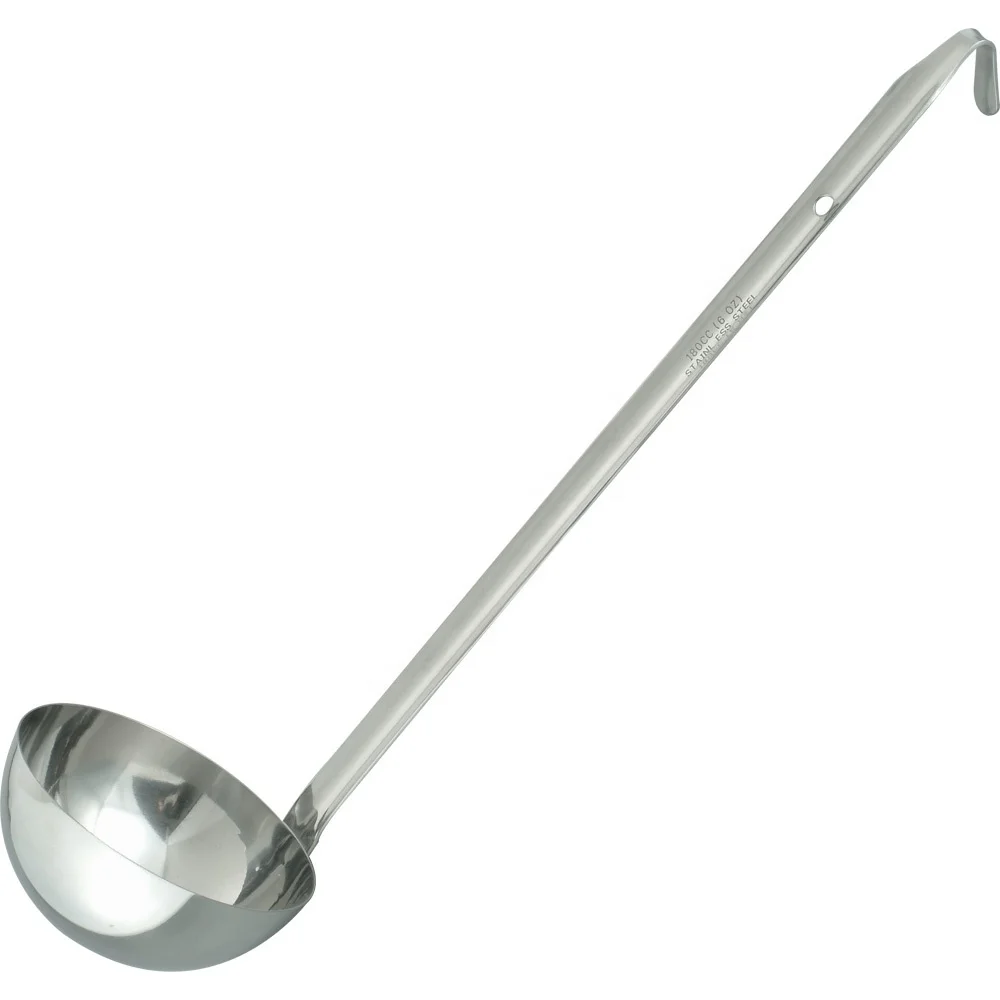 Home Kitchen Long Handle with Hook Measuring Metal Soup Ladle Set Stainless Steel Soup Ladles for Food Service