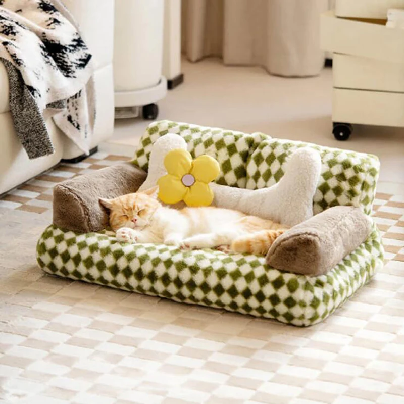 Cama de lujo para gatos y sofá para perros, muebles suaves