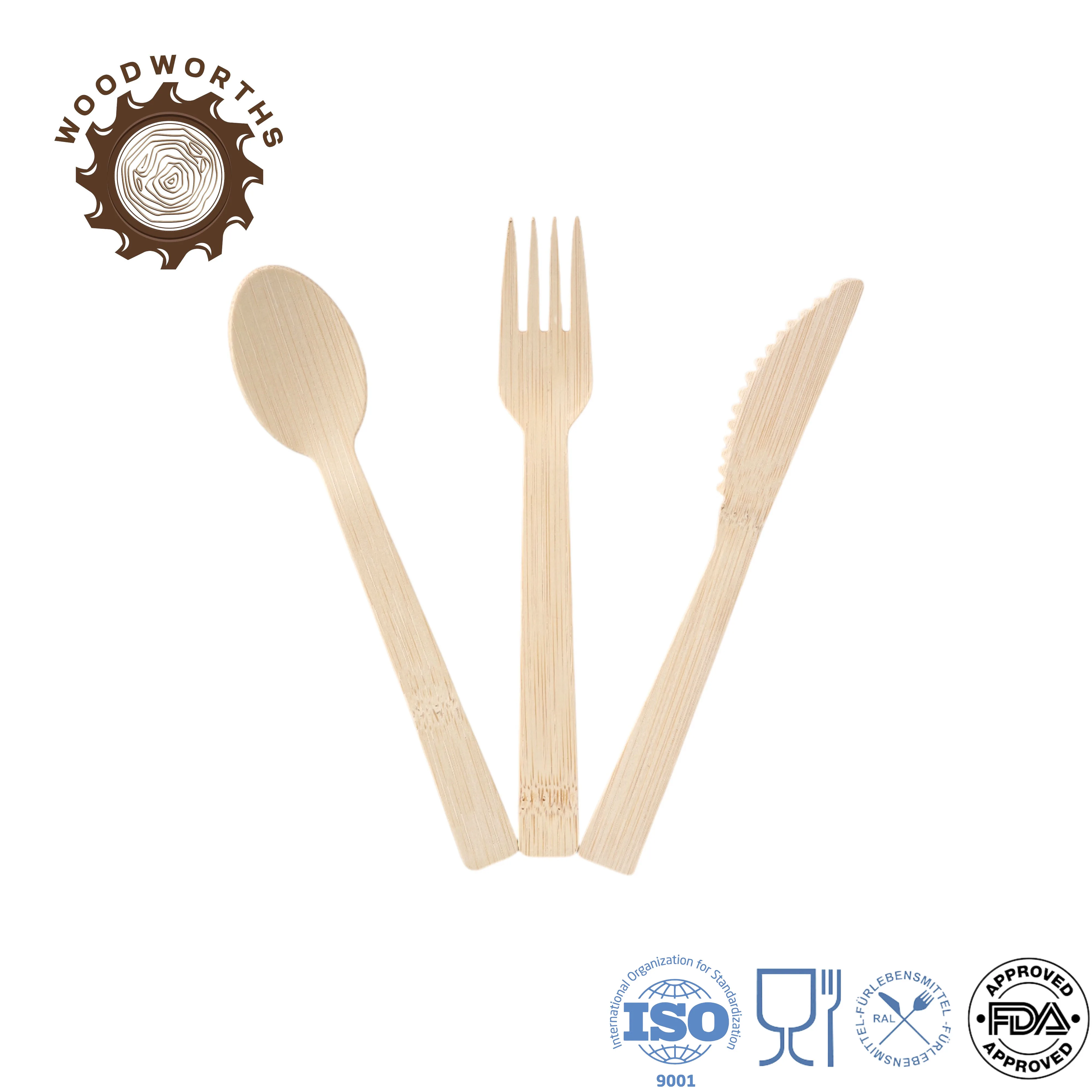 Disposable Biodegradable Bamboo Cutlery Set 4-in-1 Bamboo Knife Fork ...