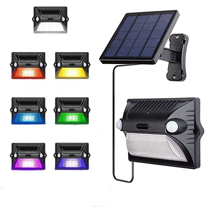2W Smd Motion Sensor Rgb Color Changing House Garden Yard Light Led Solar Stair Fence Lamp