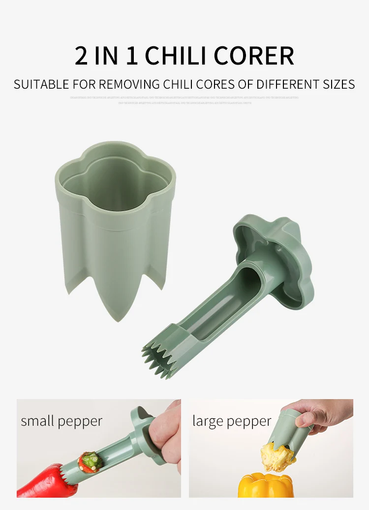 2in1 Pepper Chili Bell Jalapeno Corer Seed Remover Green Pepper Chilli  Cutter Corer Slicer Fruit Peeler Kitchen Utensil