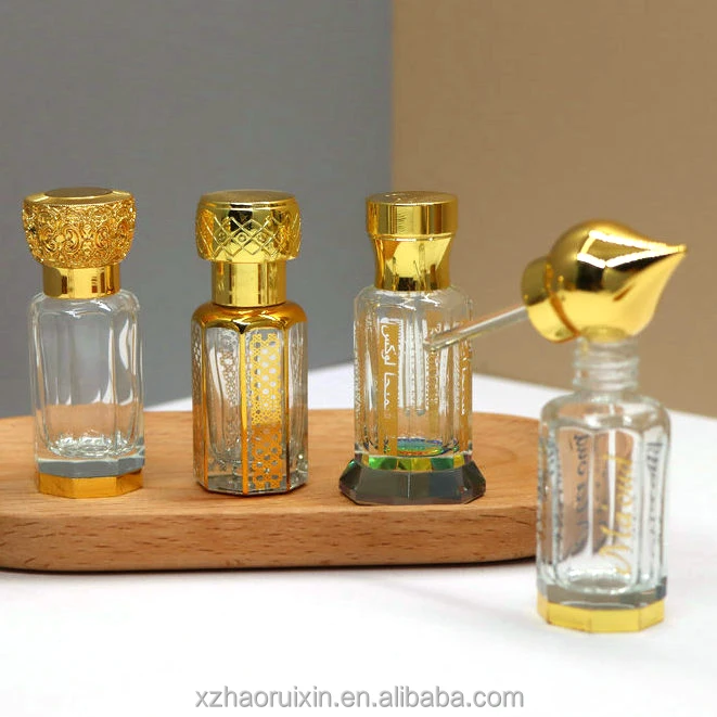 Luxury Fancy 3ml 6ml 12ml Octagon Arabian Arabic Perfume Essential Attar Oil Bottle 3 Ml Attar Bottles Glass Dipstick