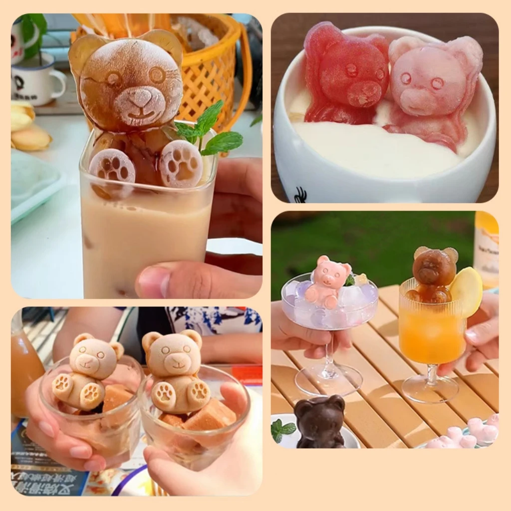 6-Piece Small Bear Silicone Ice Cube Mold Popular Household Ice Cream Tool for Making Frozen Ice Balls manufacture