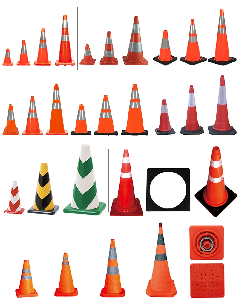 product waterproof 30cm pvc traffic cone reflective flexible barricade  safety orange cones with black base-13