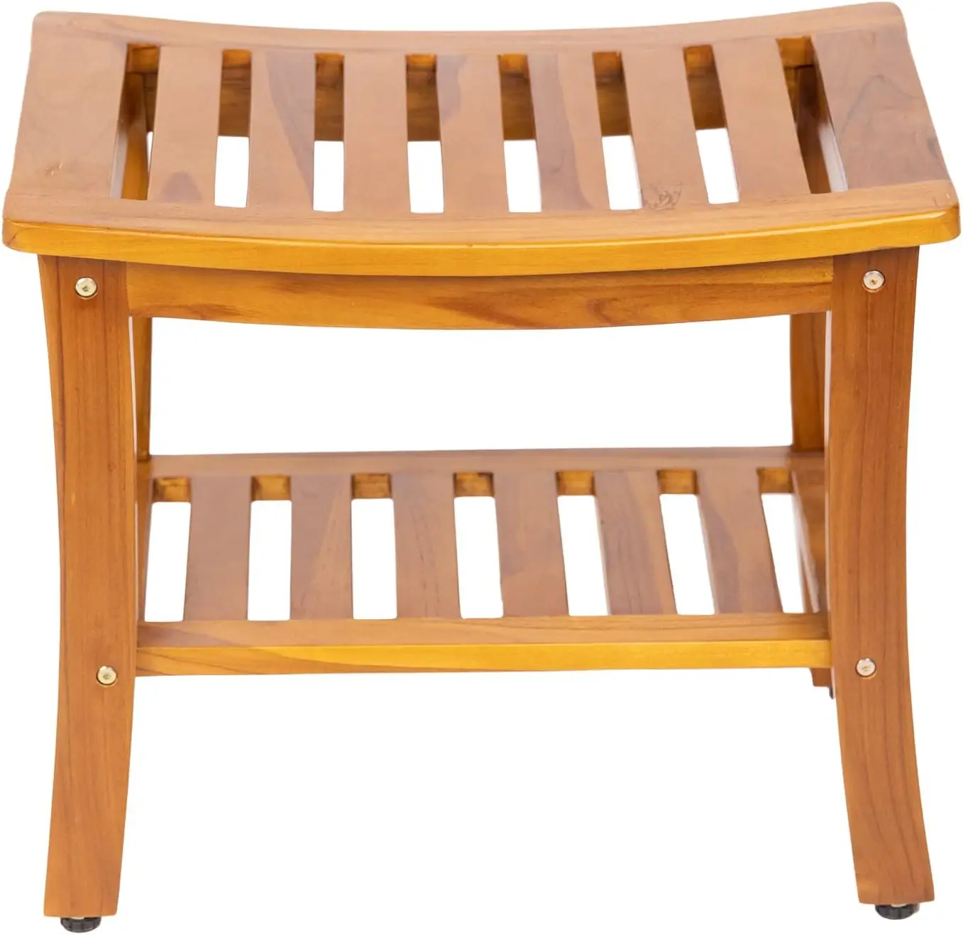 product modern teak wood shower bench with shelf waterproof stool for outdoor patio garden yard  bathroom kitchen-3