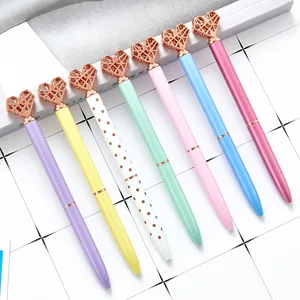 Creative Love Cute Metal Ballpoint Pen Promotional Multi-Color Beauty Heart Custom Print Logo for Student Stationery