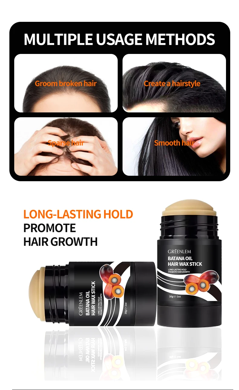 BATANA Organic Curly Hair Wax Stick Styling Natural Wax Batana Oil Shea Butter Jojoba Coconut Oil Strong Hold Shine/Gloss(pic2)