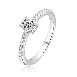 Wholesale 925 Silver Wedding Ring Rhodium Plating Female Zircon Trendy for Engagement Gift Party