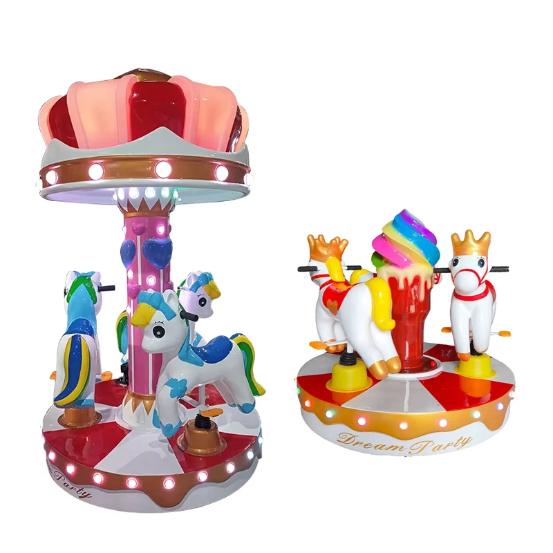 Deluxe Fiberglass Crown 3-Person Carousel for Sale