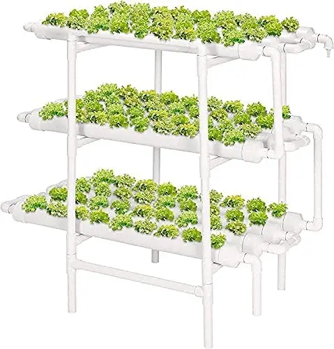 Tube PVC hydroponique 3 couches 108 emplacements de plantes 12 tubes salade RANZIX Kit de culture hydroponique Culture aquatique pour légumes Système de culture hydroponique fleurs 