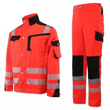 Factory Supply Polyester _ Cotton Industrial Coal Mining Construction Reflective Safety Conti Work Suit For Men