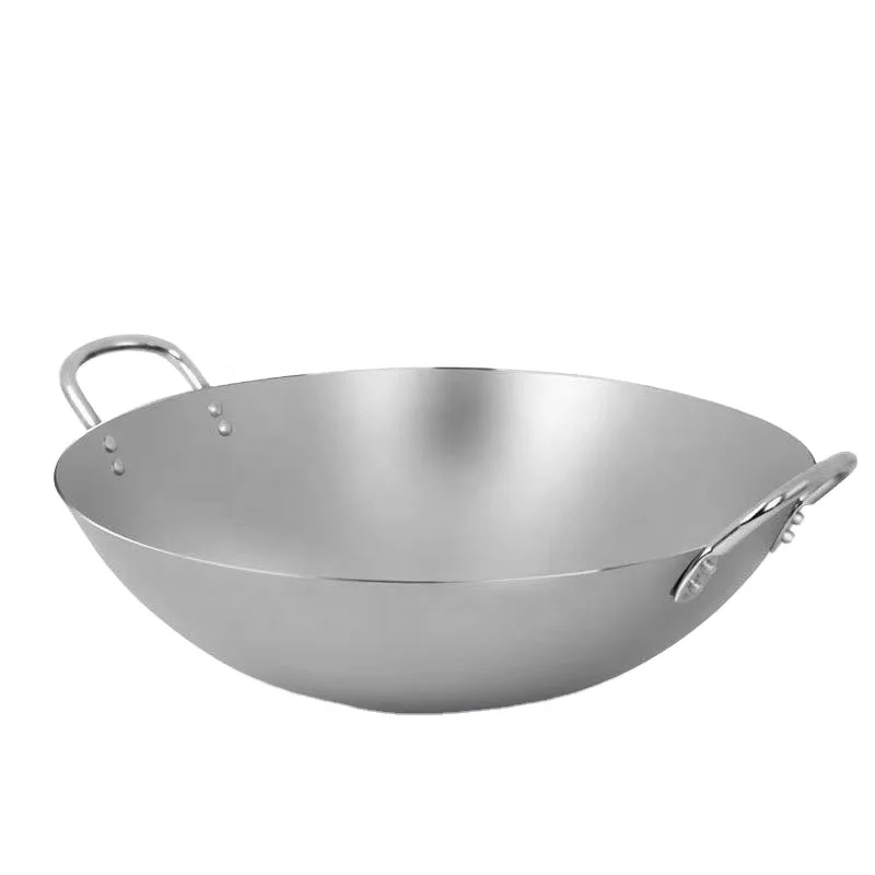 Double Handle Stainless Steel Cantonese Wok - Buy Stainless Steel ...