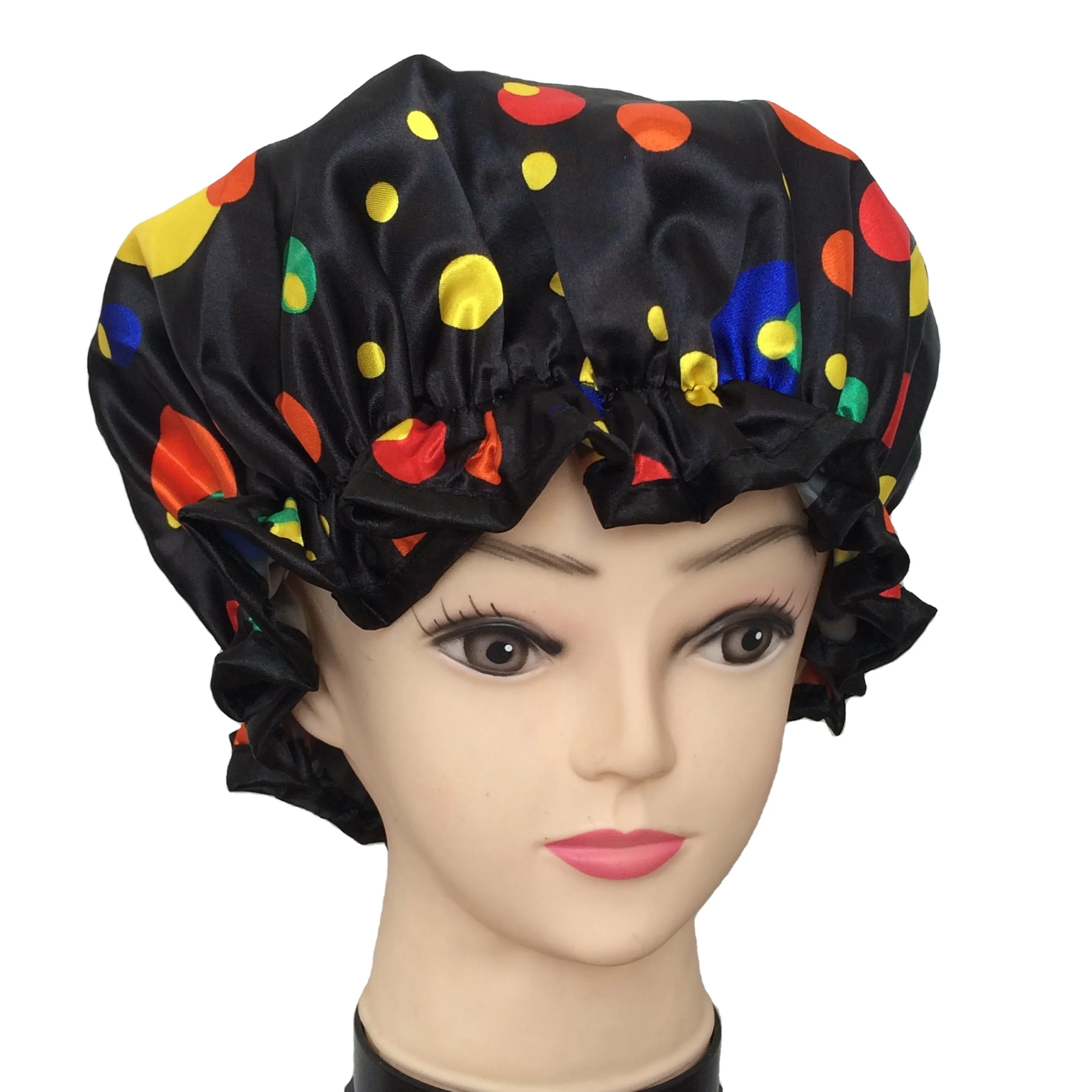 Двухслойные шапочки для душа из полиэстера и атласа с принтом