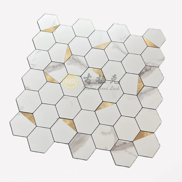 Hexagon Pattern Self Adhesive Tile Peel and Stick Backsplash Mosaic Tiles