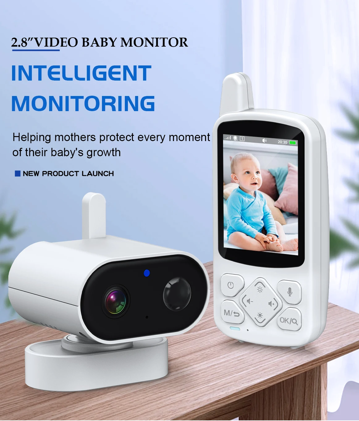 720P 2.8Inch Screen 2.4G Wireless Babyphone Camera 2000mah Temperature Detection Two Way Talk Smart Video And Audio Baby Monitor