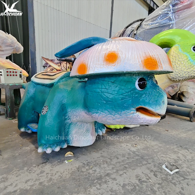 Dino Scooter Baby Coin Operated Electric Animatronic Walking Cartoon Dinosaur Ride Car Cute Hat for Metal Sports Park Airport