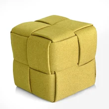 New Product Woven Fabric Blue Ottoman Cube Seating Pouf Ottoman Stool Footstool