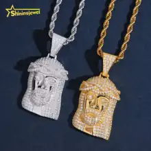 Hip Hop Jewelry Custom Jesus Head Pendant Moissanite Pendant Pass Diamond Tester Iced Out Men Charm Pendant