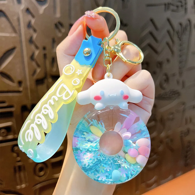 New Cartoon Oil Into Quicksand Bottle Sanrio Keychain Cute Floating ...