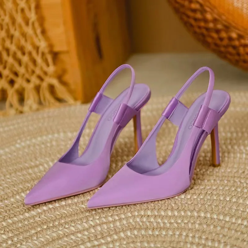 2023 New fairy high heels female pointy French stiletto Mueller shoes women's casual outside wear baotou sandals