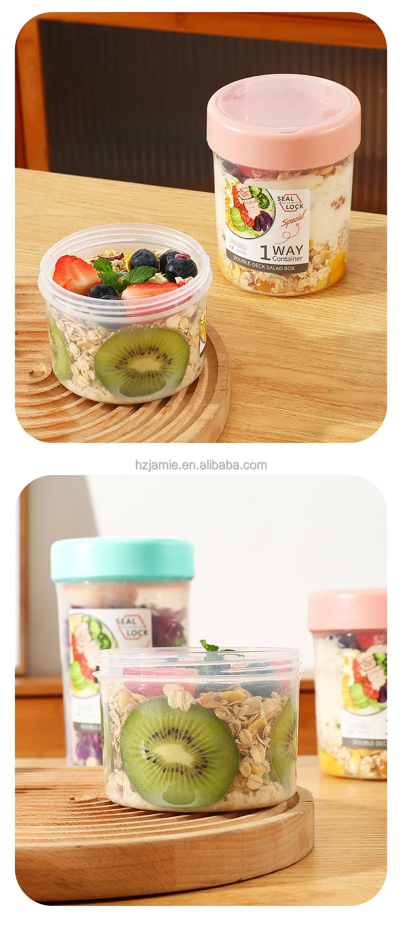 Portable Breakfast On The Go Cups Cereal Milk Container Airtight Food  Storage Box Double Sealed Compartment Crisper Food Storage