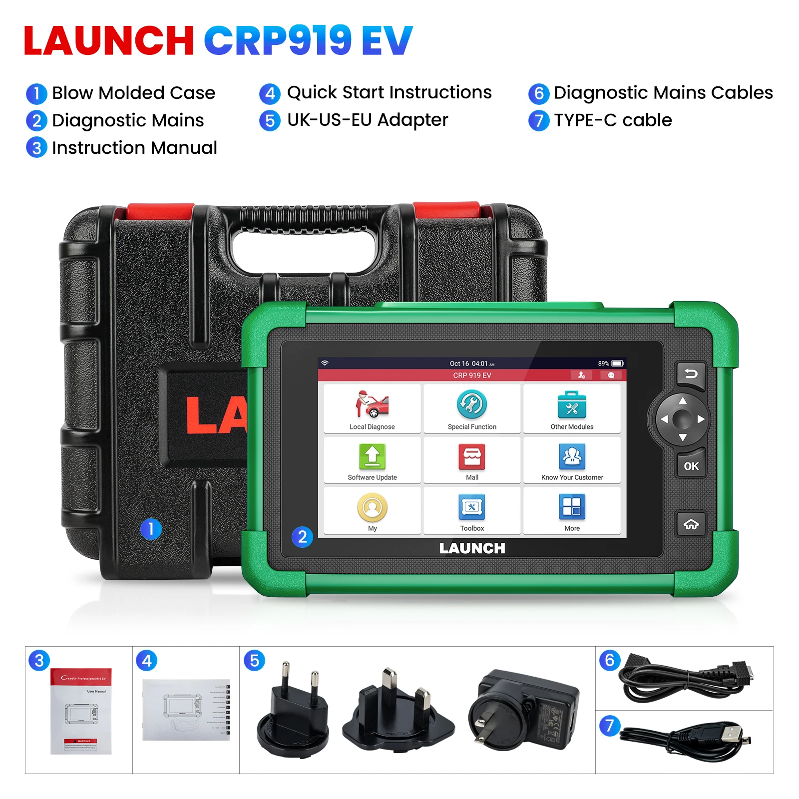 LAUNCH CRP919 EV Automotive Scanner for New Energy Cars With CANFD
