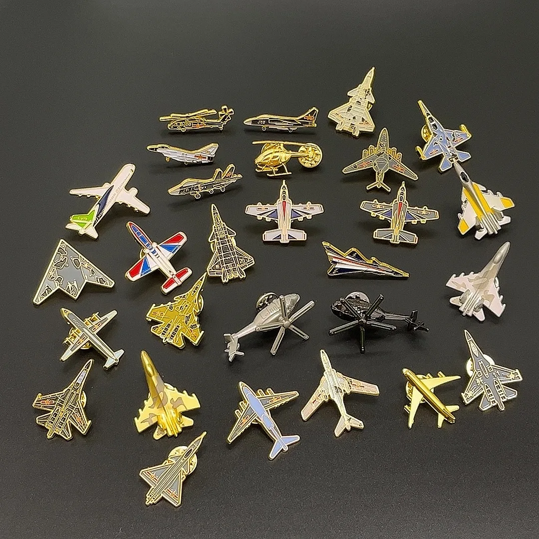 Custom Airplane Metal Lapel Pins Badges with Plastic Box Aviation Themed Collectible Pin Aviation Commemorative Badge