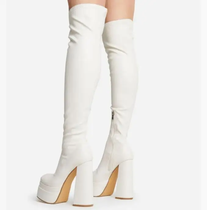 Best Night square Toe extreme Platform Block Heel Over Knee Thigh High Boot for Women and Laddies