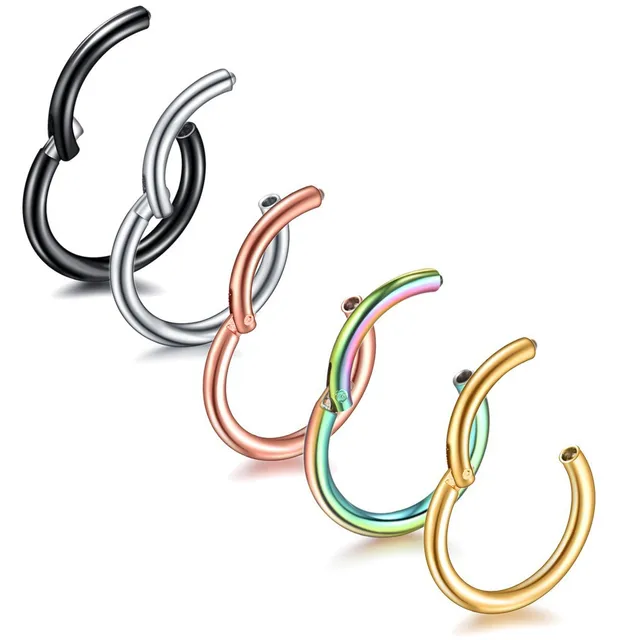 TRIMA TEH40-45 anodized rose gold titanium de titanio nose piercing jewelry hoop septum clicker segment earring rings