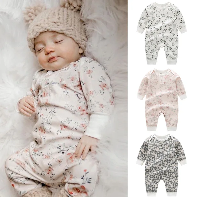 GOTS organic cotton baby spring jumpsuit ins wind baby clothing baby spring and autumn boneless crawling clothing