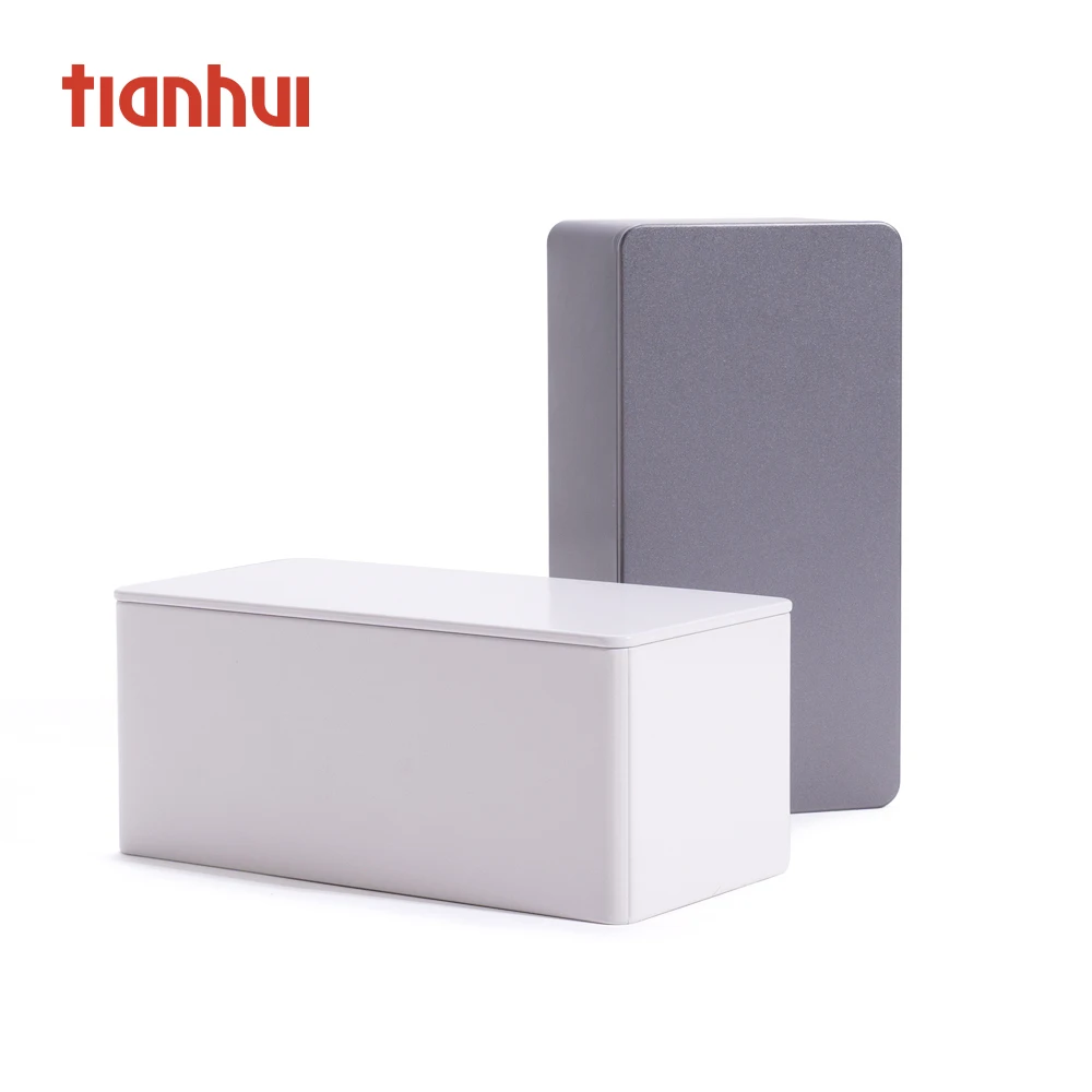 Tianhui - Caja de metal rectangular pequeña y sencilla para almacenamiento de galletas y bolsitas de té