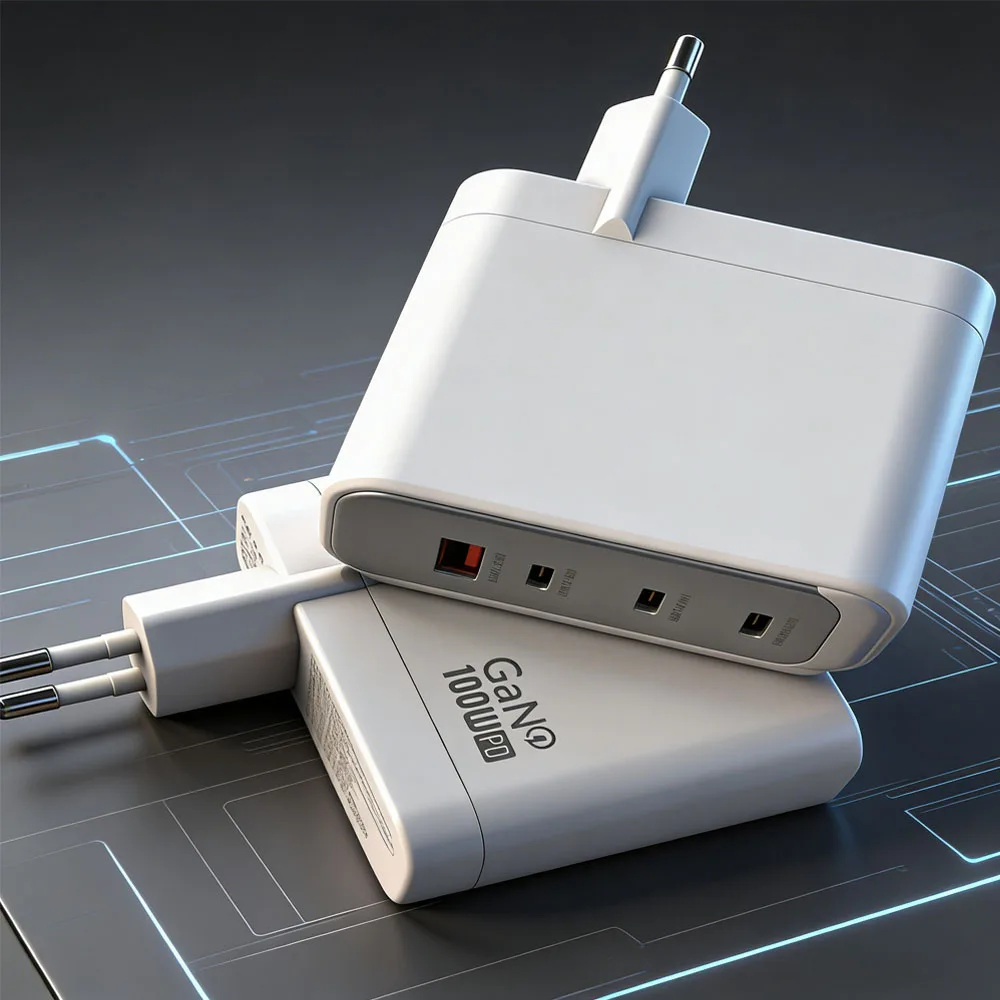 GaN 4-in-1 USB Wall Charger PD 100W 65W Super Fast Charging, Multi-Port USB-C Charger for Mobile Phone Laptop UK Plug I20-100