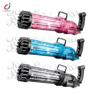 Chengji Bubble Gun Machine Toy Gatling 21 Holes Automatic Soap Bubbles Maker Toy Kids Summer Transparent Bubble Guns with Lights