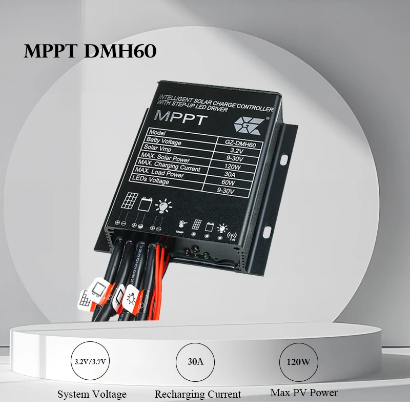 Gloss Customizable Solar Street Light Controller 30A 3.2V 60W MPPT