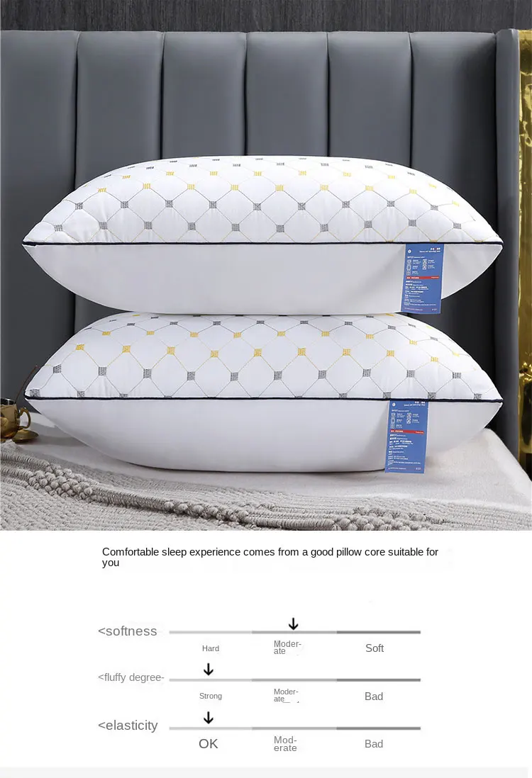5 Star Luxury Hotel Pillow Core Custom Size Quilting Feather Silk Bed