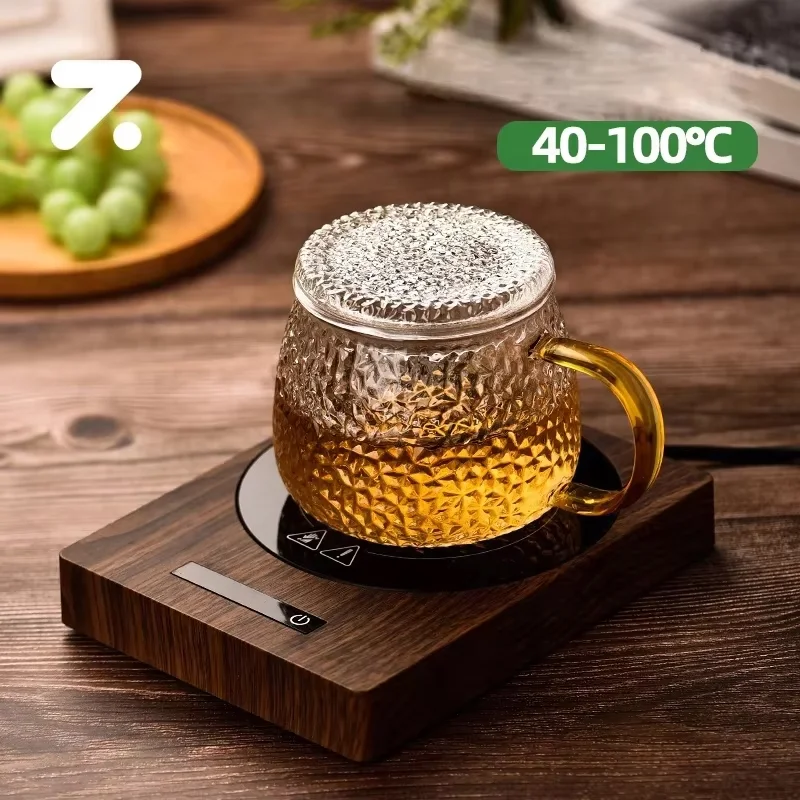 100-degree 5-speed Temperature Adjustable Stainless Steel Insulated Base Quick Heating coaster 200W Constant Temperature USB 4