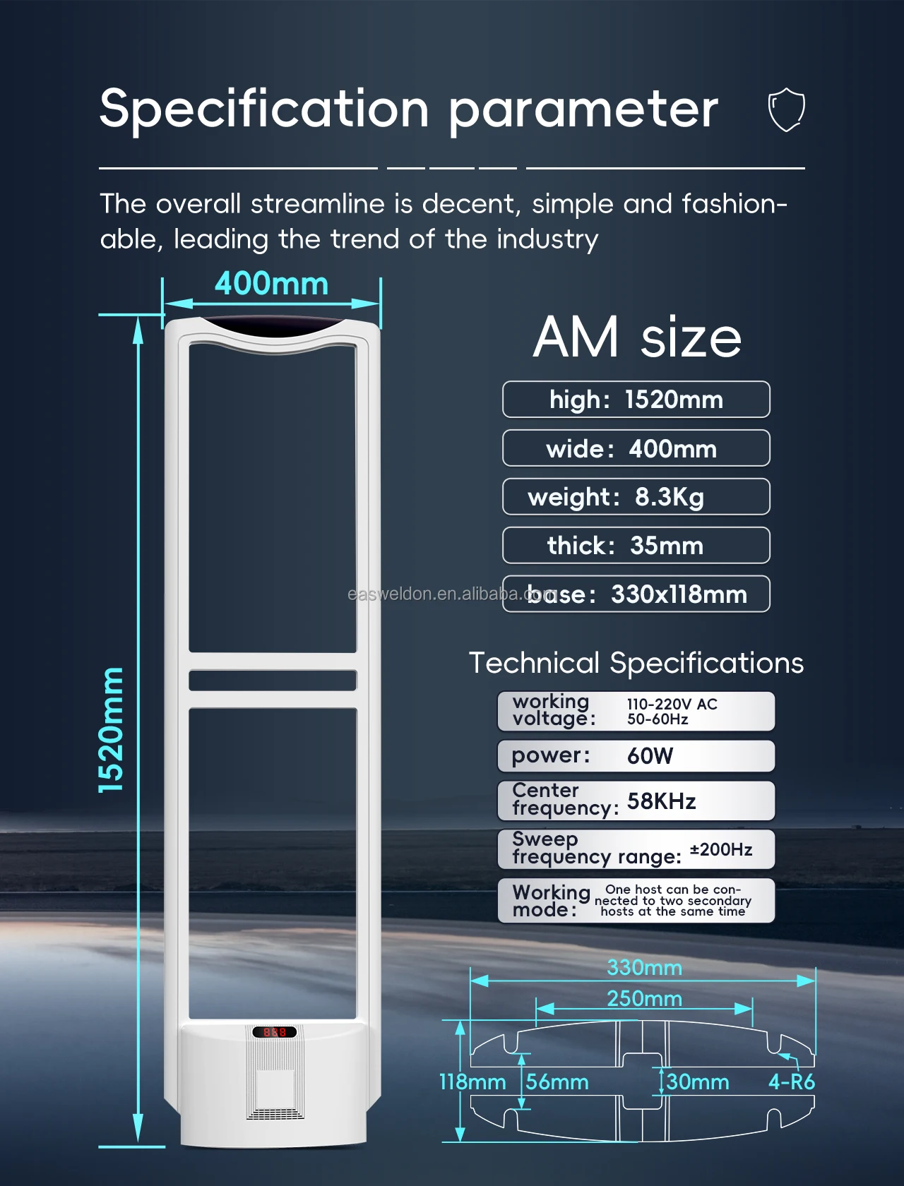 Retail Store Security System EAS AM 58KHz Anti Theft System Antenna Security Entrance Supermarket IOT Alarm System