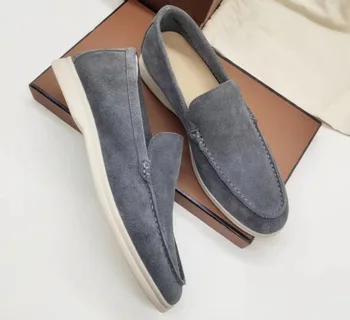 A soft-soled casual leather women's single comfortable tie-in loafers suede fashion women's shoes
