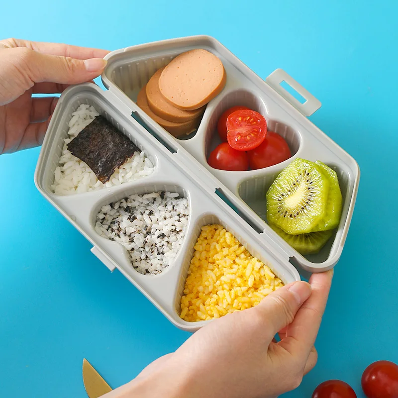 Форма для рисовых шариков с антипригарным покрытием, 6 в 1, треугольная форма для приготовления онигири с рисовой лопаткой для приготовления суши