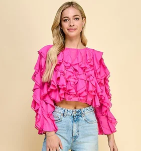 Women's Vintage Woven Summer Office Heavy Industry Ruffled Beautiful Sweet Lightweight Comfortable Blouse