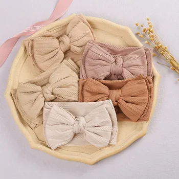 Children's hair accessories jacquard nylon double bow baby headbands and bows baby hair band