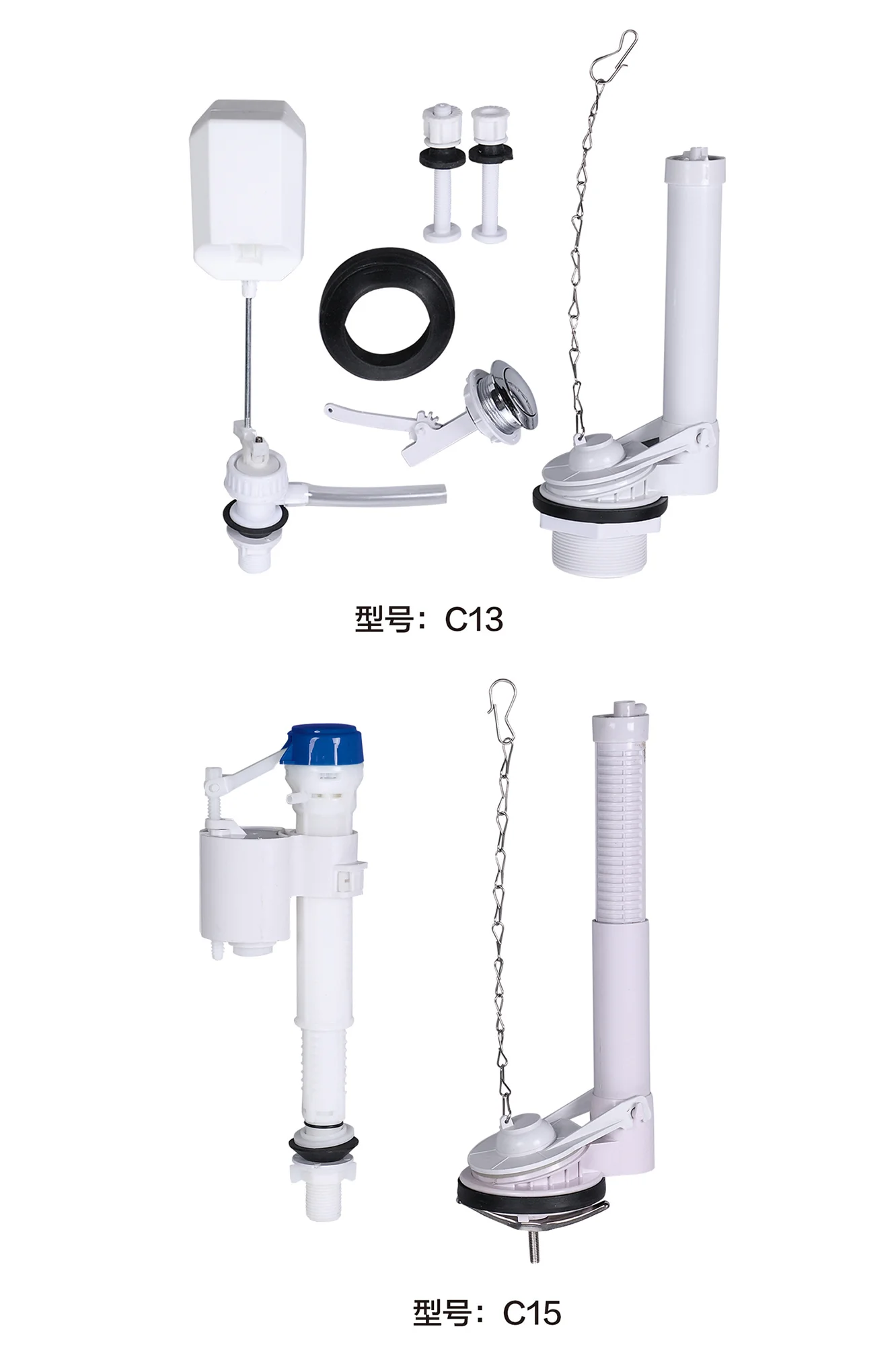 Dual flush plastic wc toilet accessories manual press cistern flush valve water tank fitting factory