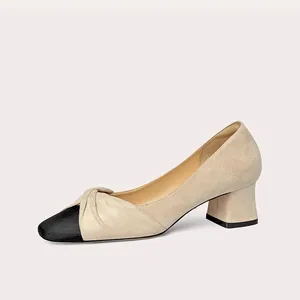 Lily Wei Comfortable Chunky Heel Pumps Bow Knot Detail & square Toe for Women's Elegant Smart Casual Wear