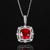 Red corundum pendant with chain