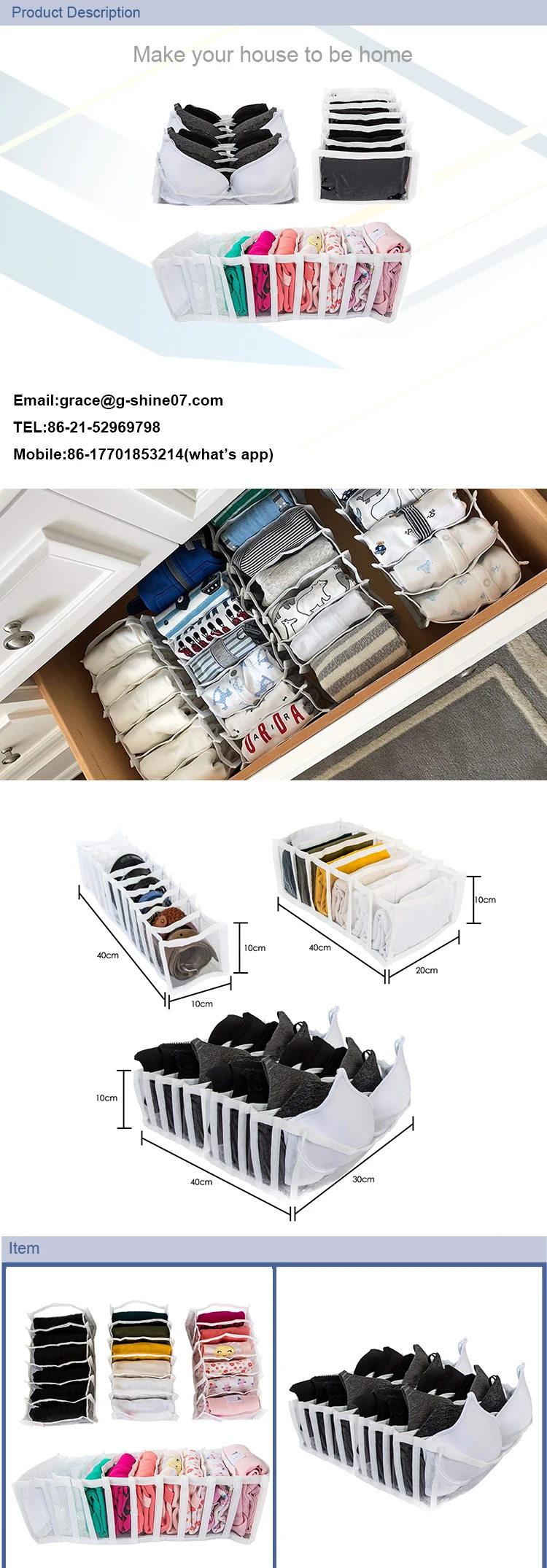Organizzatori Cabinet Closet Organizers Foldable Underwear Drawer Organizer Set Includes 6/7/7/11/11 Cell Collapsible Closet