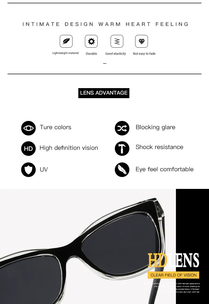 Unoc 2023 Trend New Cat-eye Sunglasses Ins Style Black And White Color ...