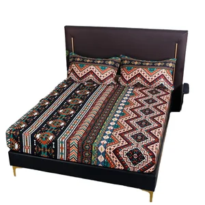 Bohemian Three-piece Set European and American Style Bedding Set Luxury Digital Printed Fitted Bed Sheets Sets for Home Use